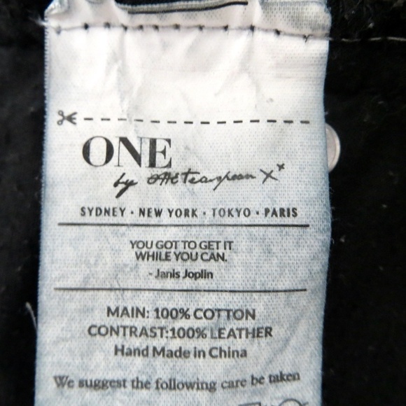 One Teaspoon Distressed Bandits Denim Jean Shorts Leather Pockets Black SZ 27 - Picture 13 of 14